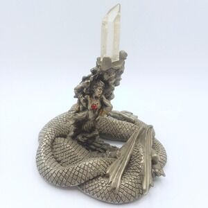 Hudson Pewter Serpentine Dragon Captured Man Woman Red Gem Marked R320 USA‎
